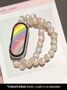 1条女士优雅渐变猫眼串珠弹力表带，适用于小米8Pro/9Pro、8/8NFC/9/9NFC智能手表表带 - 流光 - 查看 2