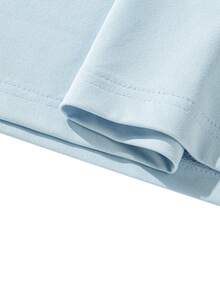 Men's Solid Color Low Elasticity Minimalist Summer Versatile Loose Lightweight Short Sleeve T-Shirt - Dusty Blue - View 7