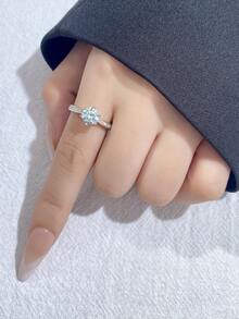 1枚0.5-2克拉经典六爪莫桑石钻石戒指，925纯银，优雅奢华订婚、结婚、闺蜜生日、周年纪念、新娘珠宝 - 銀色 - 查看 7