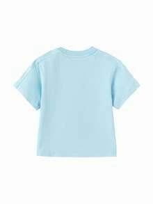 Balabala Kids' Unisex Summer Short Sleeve T-Shirt With Crossbody Pouch Detail; Toddler Boys Girls Casual Top New Style - Ice Blue - View 5