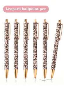 Juego de 1/2/5 bolígrafos con estampado de leopardo lindo, diseño retráctil, bolígrafo elegante para mujer, bolígrafo con estampado minimalista, adecuado para diario y regalo, regalo de bolígrafo exquisito, bolígrafo para diario de oficina y escuela, boda, Día de San Valentín, Acción de Gracias, regalo de temporada de graduación. - Multicolor - Ver 2