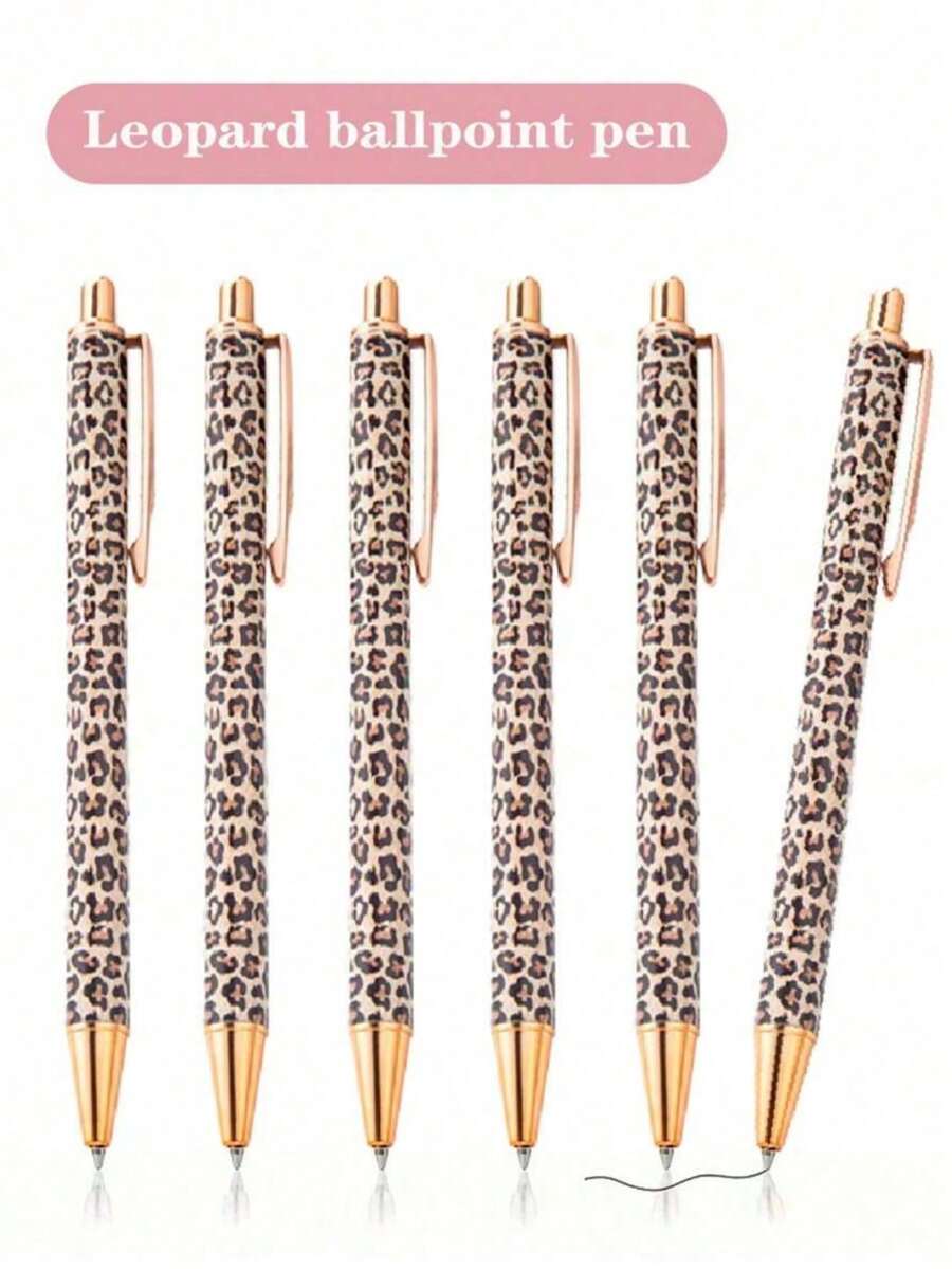 Juego de 1/2/5 bolígrafos con estampado de leopardo lindo, diseño retráctil, bolígrafo elegante para mujer, bolígrafo con estampado minimalista, adecuado para diario y regalo, regalo de bolígrafo exquisito, bolígrafo para diario de oficina y escuela, boda, Día de San Valentín, Acción de Gracias, regalo de temporada de graduación.
