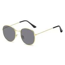 1pc Retro Round Small Frame Fashion Glasses For Women - 1PC Small Box Fashion Gold Gray - View 5