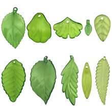 1包绿色亚克力叶子珠子透明枫叶吊坠小绿叶珠帽，用于珠宝制作DIY春季工艺品耳环手链 - 綠色 - 查看 4