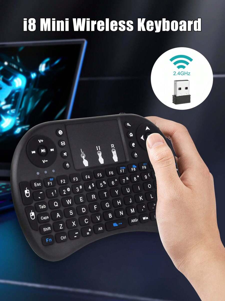 2.4G Wireless Mini Keyboard With Touchpad, 3-In-1 Remote Control For Smart TV/Computer/Projector, Portable For Office & Entertainment, Plug And Play (Batteries Not Included) - View 1