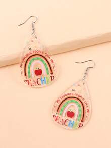 2 đôi bông tai acrylic hình giọt nước tối giản dành cho nữ, thích hợp cho mùa tựu trường, Ngày Nhà giáo. - Trong sáng - Xem 5