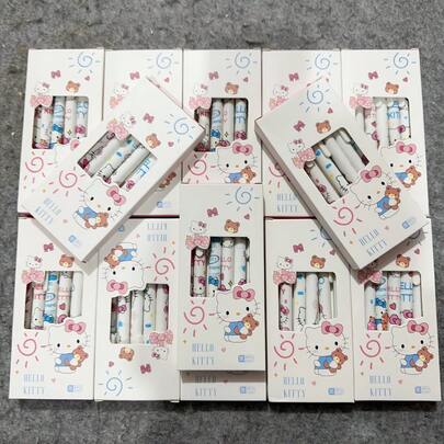 SANRIO 【三丽鸥系列畅销款】1支随机/6支装 三丽鸥黑色速干可擦中性笔，可爱卡通图案墨水笔，0.5mm直杆可爱笔，办公学习用品，多功能书写工具，速干墨水，书写流畅，中性笔 | 墨水笔 | 书写笔 | 办公笔