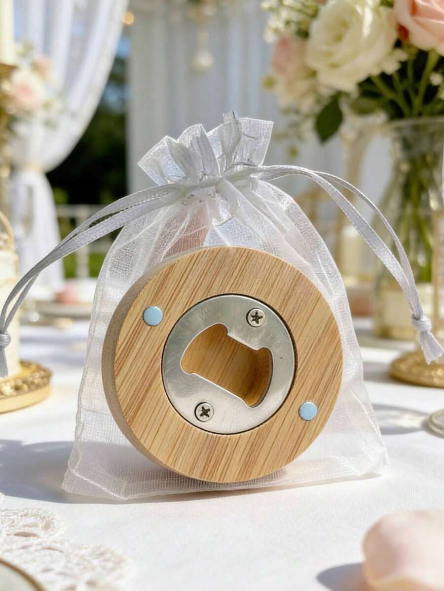 10/20/40个竹制磁性开瓶器 - 可DIY定制，雕刻或涂漆打造个性化设计，木质冰箱贴，适用于婚礼回礼、复活节圣餐礼物、毕业派对礼物、节日庆典纪念品、家居厨房、家庭聚会 - 自然简约风格，附赠礼品袋，无需电源