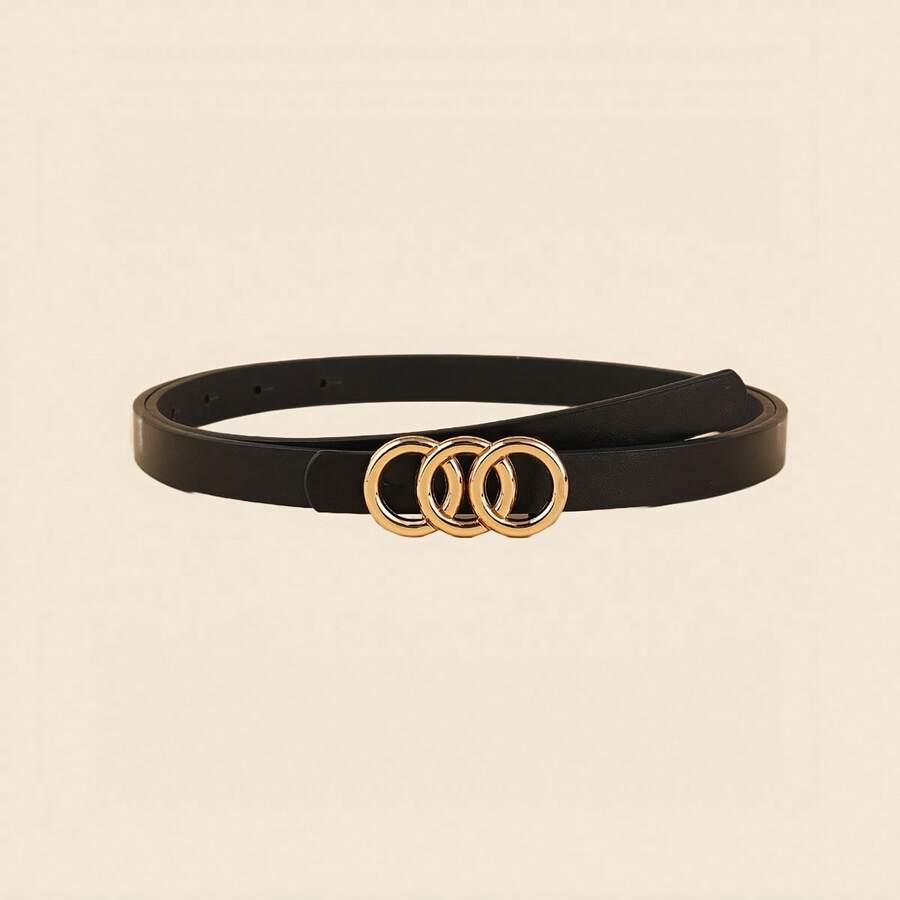 1pc Women's Casual Metal Buckle Leather Belt, Suitable For Couples Gift, Fashion Versatile Decorative Waist Belt For Jeans, Skirts, Trousers, Metal Buckle Belt For Wedding, Party, Daily Wear, Multiple Colors Available