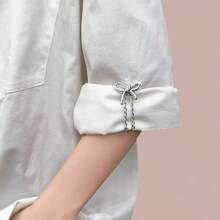 2pcs Heart/Bow Faux Pearl Denim Pant Leg Clips, Used To Prevent Pant Leg Dragging, Non-Slip Shoe Buckle, Pant Length Adjuster, Prevent Pant Leg Dragging On Ground, Suitable For Jeans And Pants - A - View 7