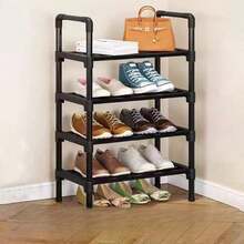 4-5 Tier Shoe Rack, Holds 12-15 Pairs Of Shoes, Sturdy Stackable Shoe Organizer, Expandable Adjustable Shoe Storage Rack, Durable Metal Shoe Shelf - Black - View 5