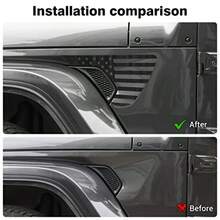 American Flag Decals Side Fender Vinyl USA Flag Stirs Exterior Accories Compatible With   2018-2025 JL JLU And 2020-2025  JT Carbon Fiber - 霧面黑 - 查看 3