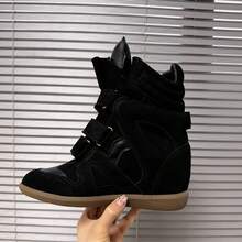 New 2026 Hidden Height-Increasing High-Top Women's Shoes, Color-Matching Flat Casual Sneakers. Designer High-Top Shoes For Women For All Seasons, Body-Hugging Casual Sports Shoes, Versatile White Shoes With A Thick Black Sole. 7 Cm Internal Heel Lift, Women's Ankle Boots, High-Top Models For Petite Sizes. - 紺色 - 查看 1