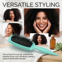 Curl Defining Hair Brush EdgeLift Detangling Shaping Styling Brush For Wet Dry Hair Reduce Pulling Frizzing Women Ladies Styling Tool - 綠色 - 查看 2