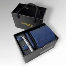 DOZE GOLDEN Premium Quality Traditional Tie Set For Events And Weddings. - 21 Azul - Ver 1