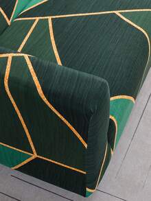 1pc Geometric Pattern Printed Sofa Cover (Including 1pc Pillow Case), Dust-Proof, Dirt-Resistant, Elastic Full Coverage Sofa Protector, Living Room Home Decor, Fits 1/2/3/4 Seater Sofa, All Season, Machine Washable - Green - View 7