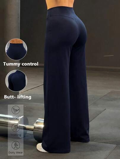Pantalones rectos holgados de unicolor para mujer, adecuados para gimnasio de verano, deportes, correr, fitness, yoga