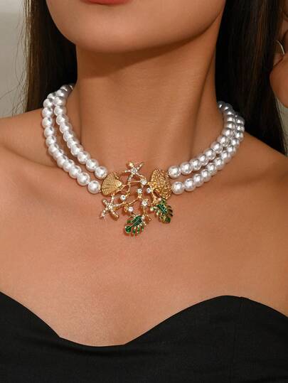 1件新款波西米亚风仿珍珠流苏，DIY绳编花盆，串珠蝴蝶结吊坠，树脂水滴，豹纹心形，特别适合搭配连衣裙、吊带裙，性感节日派对礼物