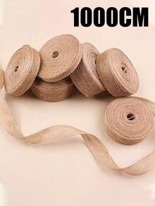 1 Roll/10 Meters Burlap Ribbon With Metallic Edge, Suitable For Handmade Wreath Crafts, DIY Wedding Decor, Bouquet Gift Wrapping, Spring Wreaths And Ribbon Decorations - Multicolor - View 3
