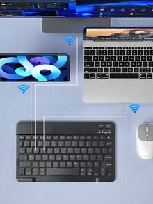 超薄无线键盘 | 便携式蓝牙键盘，兼容 iPad、平板电脑、笔记本电脑、台式机，内置可充电锂聚合物电池，支持 Type-C 充电，生日和节日送给家人朋友的贴心礼物 - 查看 9