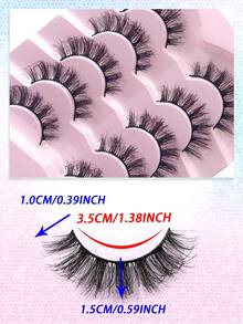 ENCHUW 5对柔软蓬松假睫毛，自然猫眼妆效，纤长浓密纤长假睫毛 - 黑色 - 查看 2