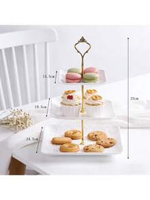 1-Piece 3-Tier Cake Display Rack With Removable Lightweight Plastic Dessert Stand - Elegant Layered Presentation For Birthdays, Parties, Weddings, And Commercial Use. Also Suitable For Camping, Hotels, Cafes, Restaurants, Food Decoration, Event Food Displays, And Holiday Displays, Capable Of Holding Cupcakes, Cakes, Candies, Or Fruit Platters. - Multicolor - View 4