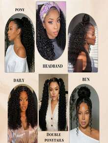 V Part Wig Human Hair Deep Wave Human Hair Wig Upgrade Glueless U Part Human Hair Wig For Women No Leave Out No Sew In 180 Density Natural Black Color 44inch - 自然色 - 查看 9