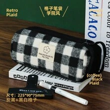 1 chiếc hộp đựng bút cầm tay kiểu retro kẻ caro thời trang, đồ dùng văn phòng phẩm cho học sinh, dung tích lớn, túi đựng bút cho bé gái, đồ dùng học tập cho năm học mới. - A - Xem 14