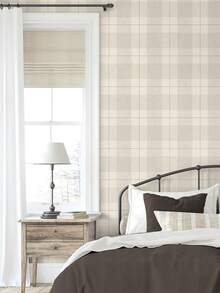 Peel And Stick Wallpaper Check Plaid Boho Neutral - Self Adhesive Waterproof Vinyl Wallpaper For Walls, Kitchen Backsplash, Bathroom, Bedroom, Rentals - 1PC - View 6