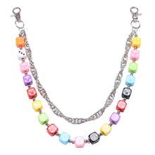 1pc Hiphop Style Colorful Dice Waist Chain, Metal Chain Double-Layer Pants Chain, Fashionable Versatile Accessory - Multicolor - View 9