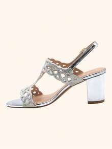Ausgeschnittene High Heels Stilvolle Sandalen Sommer Sandalen für Frauen - Silber - Übersicht 4