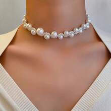 French Vintage Elegant Pearl Woven Necklace, Versatile Clavicle Chain, Niche Necklace Jewelry For Women - 珍珠項鍊 - 查看 5