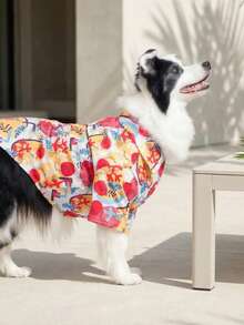 夏季狗狗休闲衬衫 - 透气轻便的狗狗夏季服装，适合小型、中型和大型犬，全印花狗狗服装 - 沙滩风图案 - 彩色 - 查看 9
