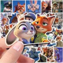 Disney 92pcs Random Pattern Repeated Animal City 2 Stickers, Nick Fox And Judy Movie Peripheral Stickers Scrapbook Supplies Stationery Funny Stickers - Zootopia - View 1
