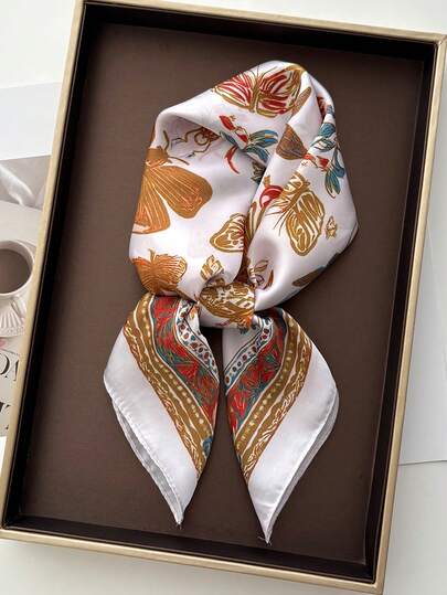 1 chiếc khăn bandana satin nữ kiểu dáng mới mùa xuân, họa tiết ong, phụ kiện hàng ngày đa năng, phù hợp cho mọi mùa, món quà lý tưởng cho bạn bè, ngày Valentine hoặc trang phục đi biển.