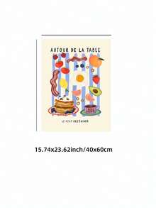 1pc Frameless Chic Hand-Drawn Breakfast Food Illustration Kitchen Art Canvas Poster Print Cute Colorful Decor For Kitchen, Living Room, Dorm Room - Breakfast - View 11