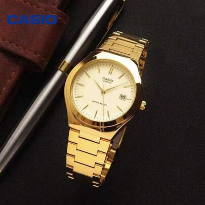 Casio 卡西欧男士奢华全金腕表，不锈钢表带，日常防水石英腕表 MMTP-1170N-9A
