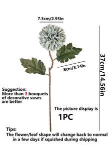 1pc Artificial Chrysanthemum Flower Ball, Embroidered Chrysanthemum Ball, Wedding Decor, Home Vase Decor, Restaurant Living Room Bedroom Floral Decor, Bridal Bouquet, Wrist Corsage, Boutonniere Material, Birthday Party Decor, New Year Valentine's Day Gift, DIY Wreath - Green - View 3