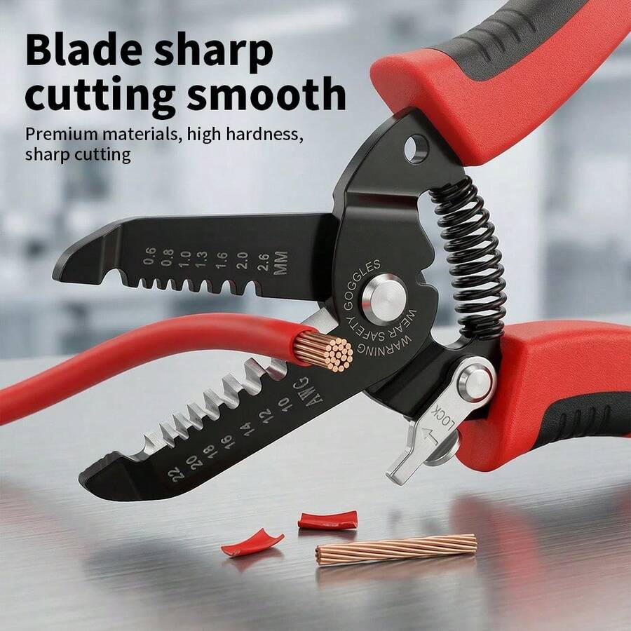 CILIA 1 chiếc kìm tuốt dây điện đa năng chuyên nghiệp, làm bằng thép hợp kim độ cứng cao, tay cầm chống trượt thoải mái, dụng cụ sửa chữa gia đình. - A-Đỏ và đen - Xem 1
