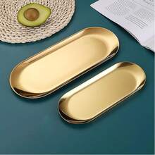 Oval Jewelry Tray, Made Of Gold Stainless Steel Material For Home Jewelry Display, Suitable As Back To School, Easter, Mother's Day Gift - Multicolor - View 5