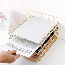 1/2pcs A4 Size Metal Desktop File Organizer, Detachable & Stackable Desktop Document Holder, Multi-Layer Desk Paper & File Storage Rack, Sturdy Rust-Resistant File Tray For Office, School, Home, Bedroom, Easy Assembly High Capacity File Organizer Suitable For Storing Files, Folders, Papers, Books, Stationery, Great Accessory For Students, Teachers, Office Workers Office Desk Accessories Desk Accessories Office Supplies Office Accessories - Multicolor - View 3