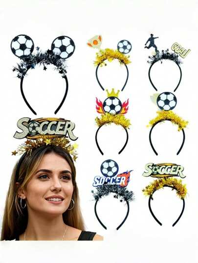 1件/7件装 足球派对 聚丙烯腈世界杯球迷头带，国旗队啦啦队头饰，适合所有季节