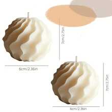 Bộ 2 nến thơm hình cầu lượn sóng màu trắng sữa, làm thủ công từ sáp đậu nành, không khói, trang trí nhà cửa tối giản, quà tặng sinh nhật và tân gia. - Nến hình cầu gợn sóng - Xem 5