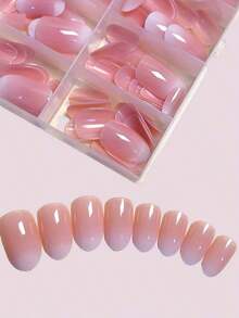 120pcs Minimalist French Style Rectangular Fake Nails, Upgrade Your Manicure Style, Suitable For Women And Girls DIY Nails, Press-On Nails, Nail Art Supplies, Nail Stickers - 多色 3 - 查看 4