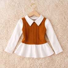 Girls' Long-Sleeved Blouse,  For Bloggers, Cold Weather, Winter / Long-Sleeved Blouse - CARAMEL/1 PIECE - View 1
