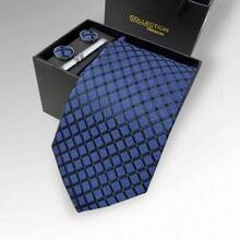 DOZE GOLDEN Premium Quality Traditional Tie Set For Events And Weddings. - 20 Azul - Ver 3