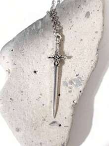 5件套复古哥特式十字架、红心、蜘蛛、蝴蝶、剑、星星、融化的心形Y2K项链套装，男女皆宜 - 銀色 - 查看 6