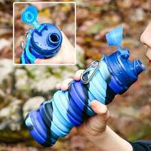 Outdoor Sports Silicone Foldable Water Bottle For Camouflage Creative Travel Reusable Leakproof Water Bottle With Carabiner - B-style Yellow - View 6