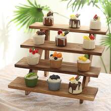 1pc-4 Layers- Wooden Display Riser, 4 Tier Earring & Ring Holder Stand | Farmhouse Cupcake Stand, Table Display For Vendors | Organizer Showcase For Tabletop Shows & Home Decor | Rustic Wood Riser (Wedding/Birthday/Mother's Day Gift, Home Storage),Room Decor,Home Decor ,Birthday - Màu Khaki - Xem 1