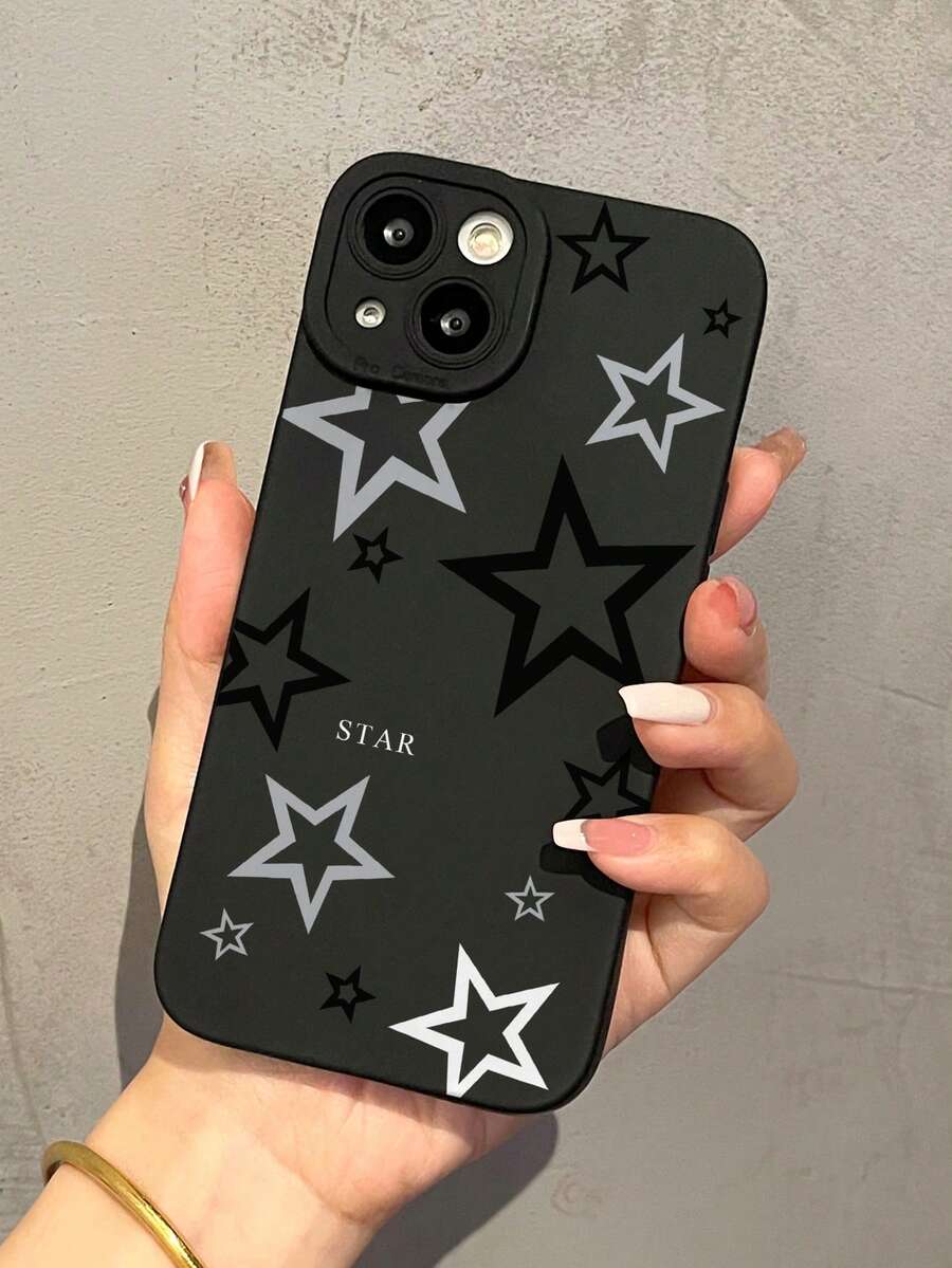 Ốp lưng điện thoại Star 1pc màu đen & xám hình ngôi sao năm cánh tối giản, chống sốc, làm bằng TPU, bao phủ toàn diện, tương thích với iPhone 17, 16, 15, 14, 13, 12, 11 Pro Max, Air và các dòng khác, phiên bản quốc tế, không phải phiên bản nội địa. - Nhiều màu - Xem 1